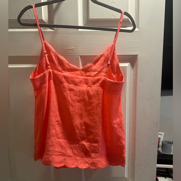 Neon Coral Scallop Hem V-Neck Tank - Picture 2 of 5